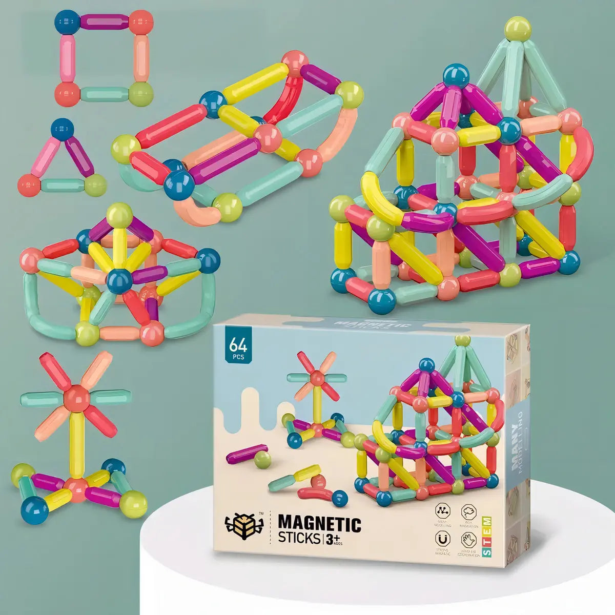 Juego de Bloques  Magnéticos 64 piezas